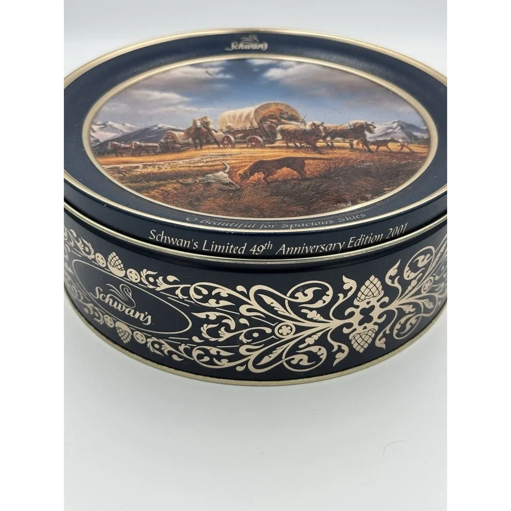 2001 Schwan's 49th Anniversary Terry Redlin Spacious Skies Tin Round Blue